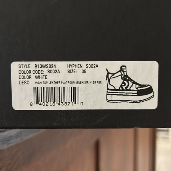 R13 Riot leather high top platform sneaker SIZE 35 White - Picture 8 of 9